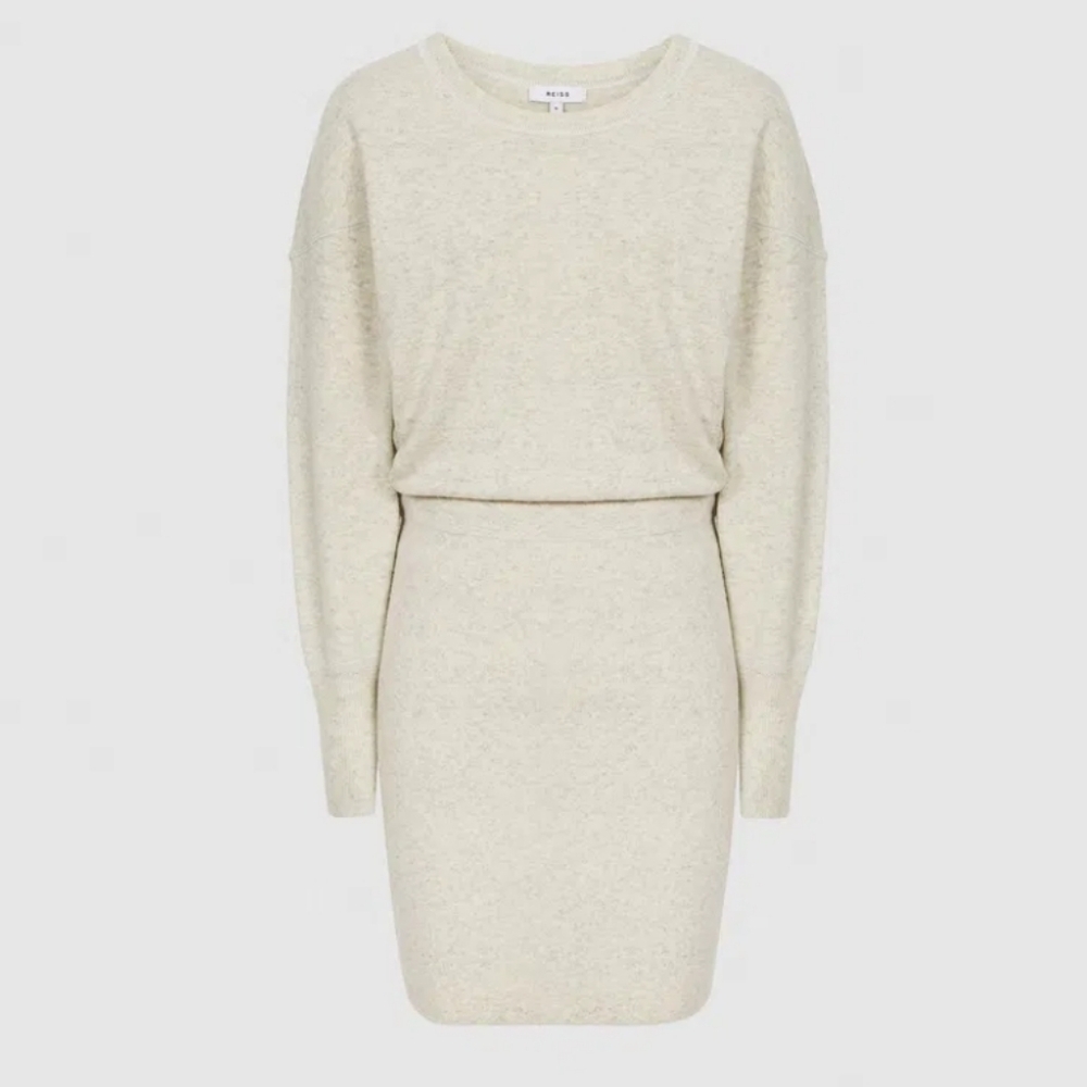 Reiss Cream Long-Sleeve Knit Dress - Picture 3 of 7